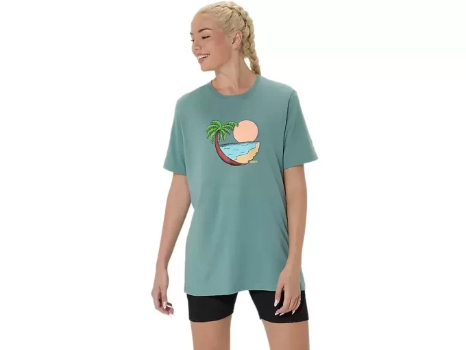 UNISEX ASICS PALM IN THE SUN SHORT SLEEVE TEE