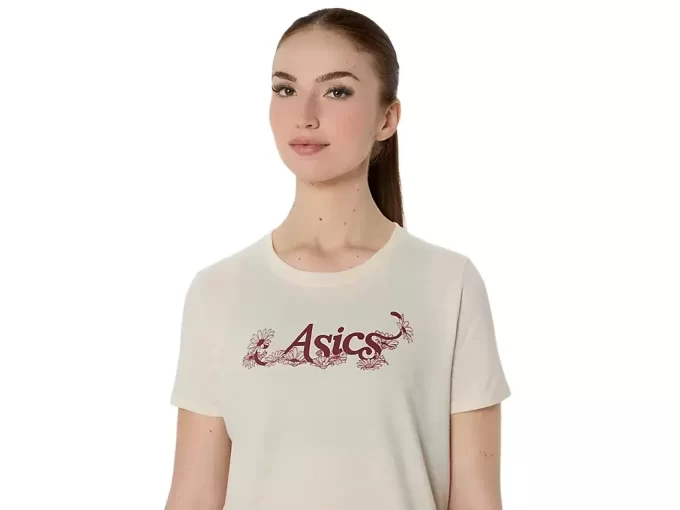 WOMEN’S ASICS FLORAL SLOGAN SHORT SLEEVE TEE