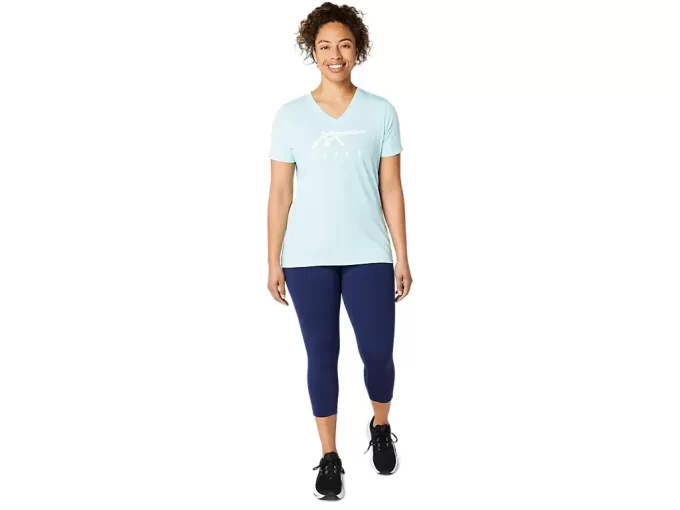 WOMEN’S ASICS STRIPES V-NECK